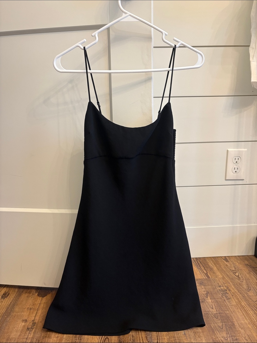 Wilfred Black Mini Slip Dress with Spaghetti Straps